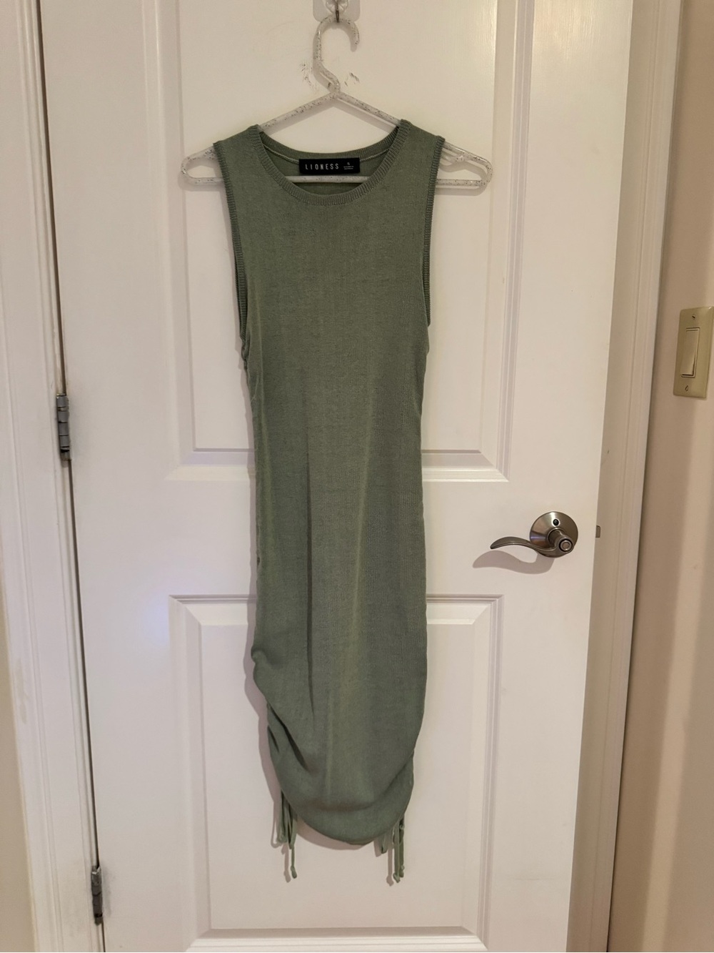 Lioness Sage Green Ribbed Sleeveless Midi Dress